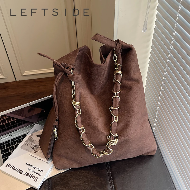 

LEFTSIDE Women High Capacity PU Leather Tote Bag 2025 Winter Trend Short Handle Shoulder Bag Luxury Designer Handbags and Purses