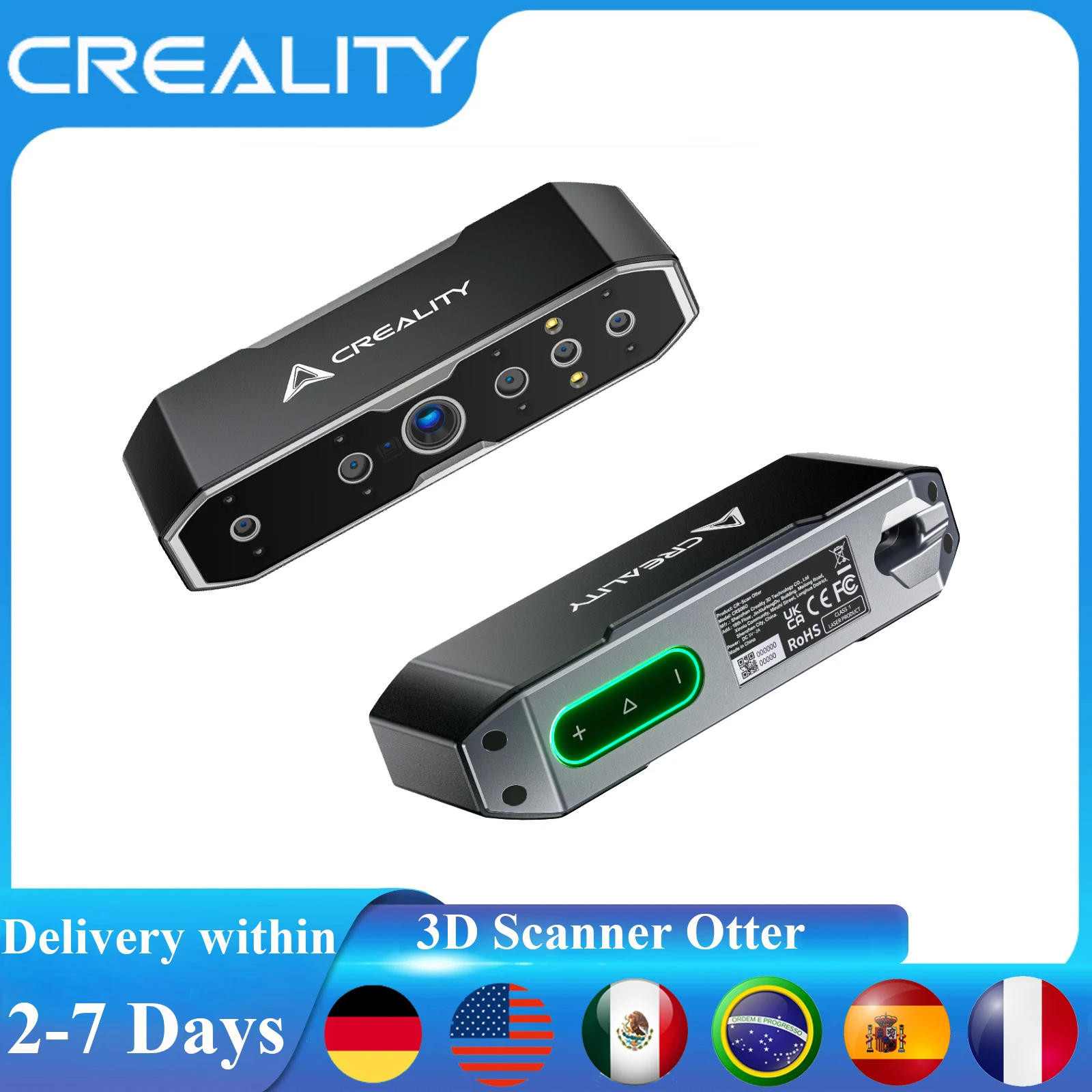 

3D-сканер Creality CR-Scan Otter, 24-битный, точность 0,02 мм, сверхвысокоточный сканер с ручкой, полноцветное сканирование с защитой от сотрясений