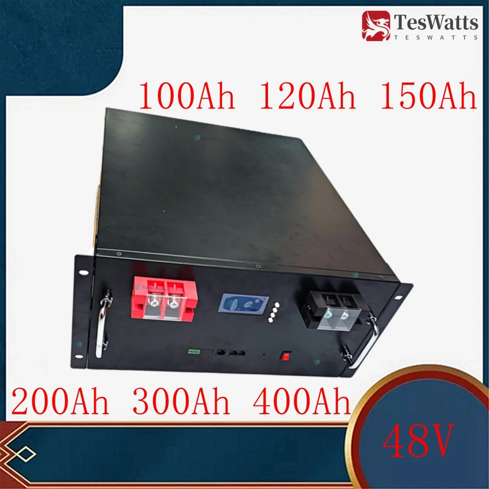 48 فولت 200 أمبير 10 كيلو وات بطارية 100 أمبير 120 أمبير 150 أمبير 300 أمبير 400 أمبير 6000 دورة بطارية ليثيوم بلوتوث RS485 يمكن BMS الطاقة الشمسية