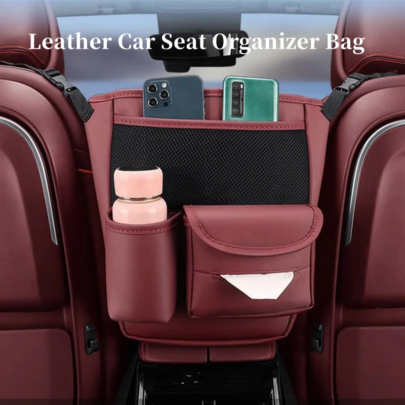 

Leather Car Seat Back Storage Bag Universal Large Capacity Seat Gap Organizer Handbag Holder Tissue Water Cup Stowing Tidying