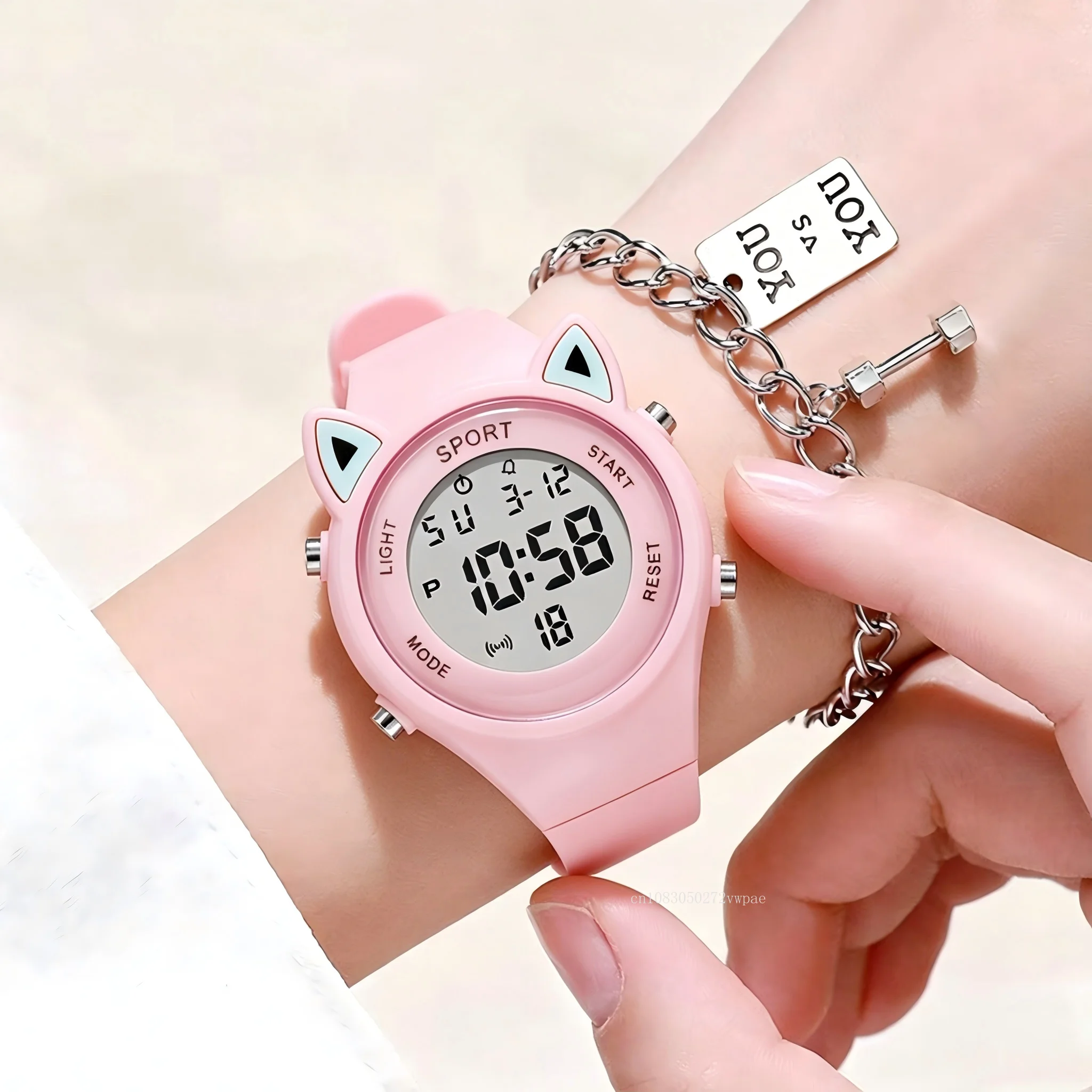 Reloj Digital Infantil 3D con Orejas de Gato, Resistente al Agua, Luminoso, LED, Deportivo, Electrónico, para Niños y Niñas, Regalo para Estudiantes, Reloj Niño