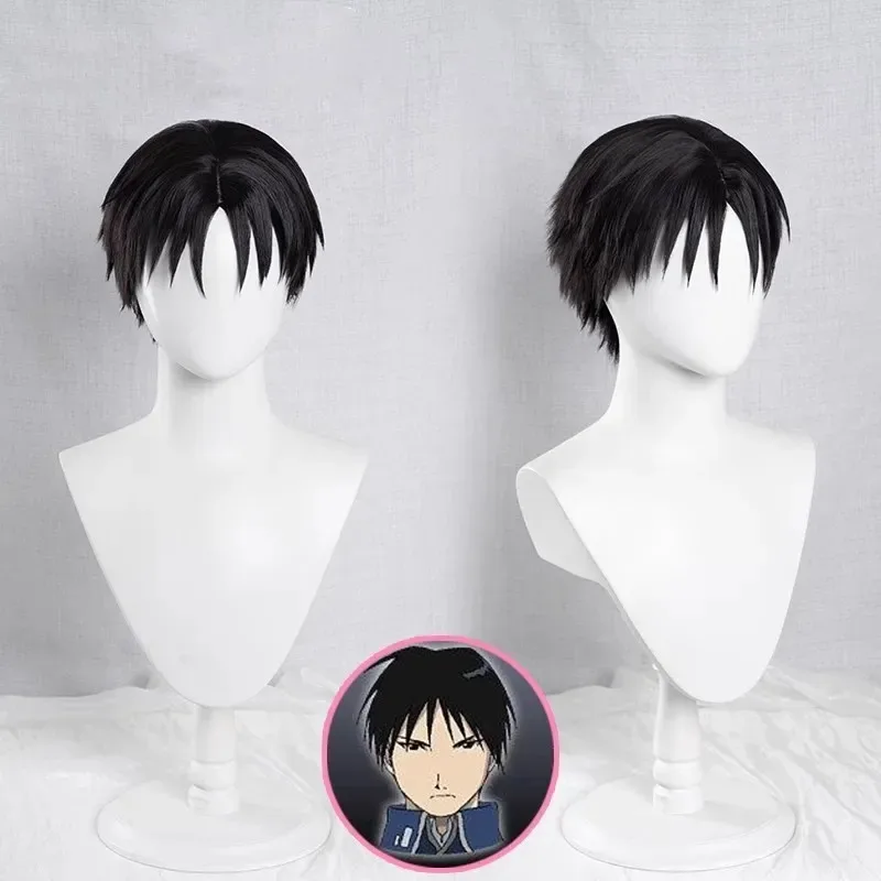 ♥ 2025 New Anime Fullmetal Alchemist Roy Mustange Cosplay Costume Blue Fight Military Uniform Coat Wig Adult Man Hallowee ★☆ly99