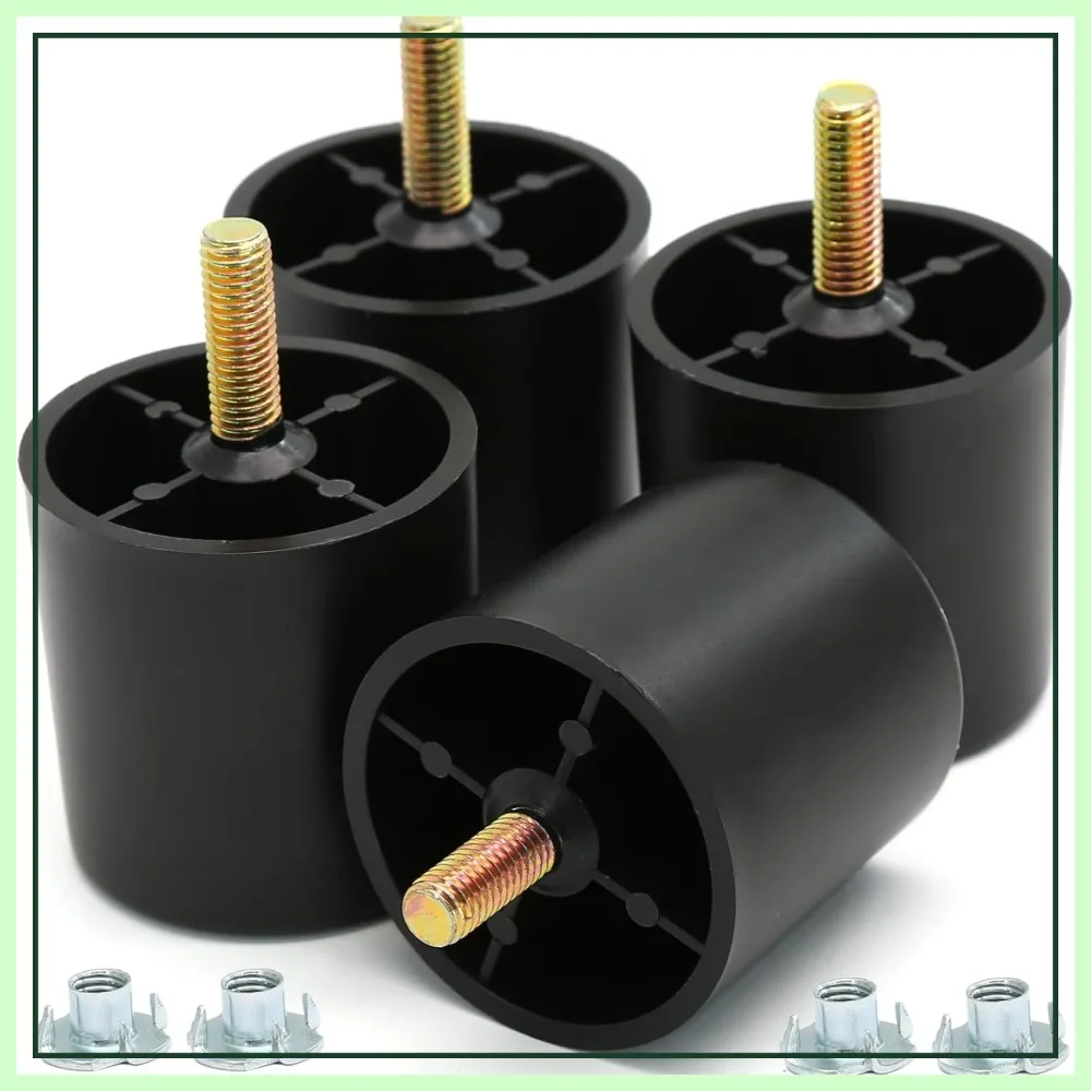 

4Pcs 2 inch Plastic Sofa Legs, Black Replacement Furniture Legs with M8 Bolts for Couch Dresser Cabinet Chair Bed Coffee Table