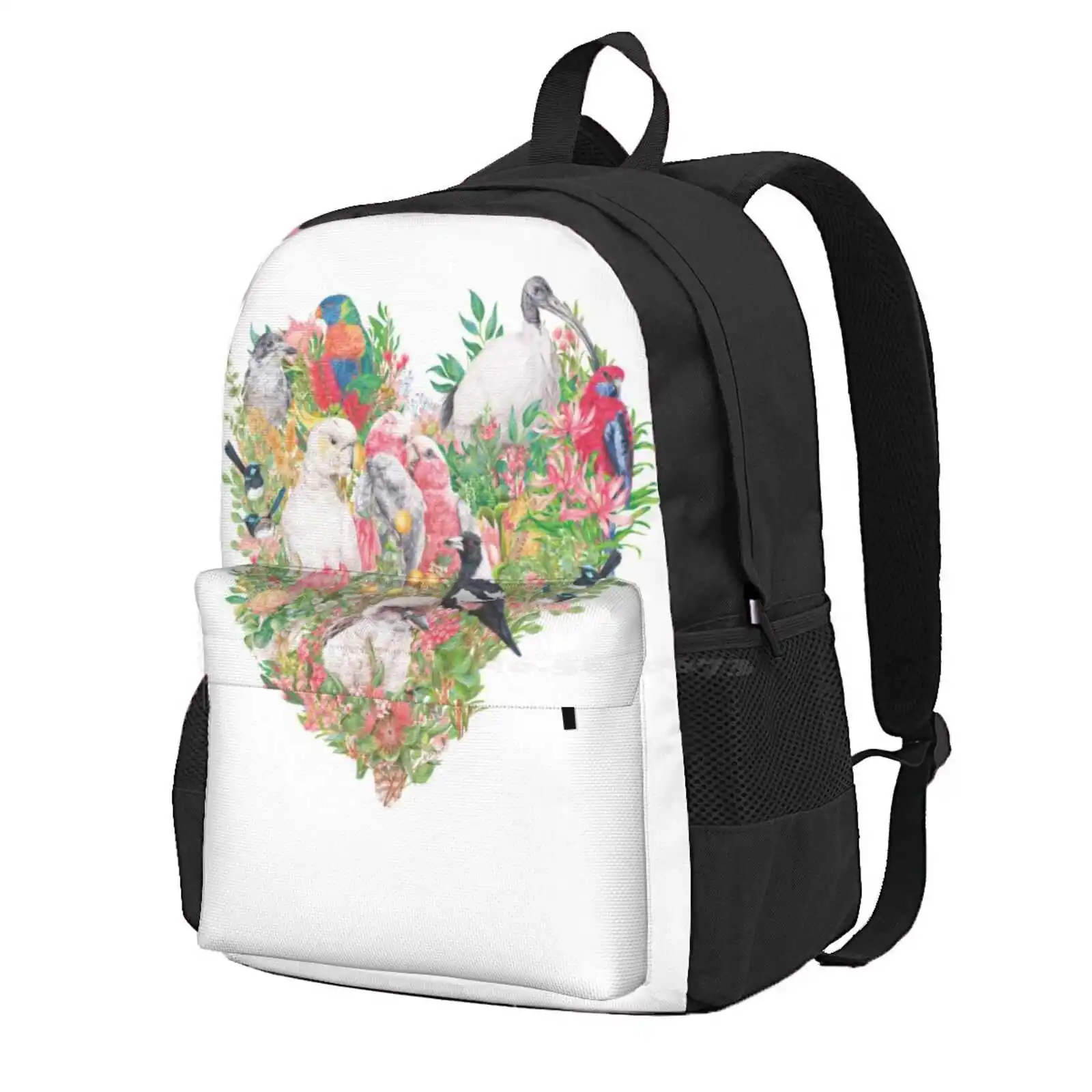 Australian Birds - Heart Hot Sale Schoolbag Backpack Fashion Bags Australian Birds Bird Lover I Love Birds Bird Nerd Rainbow