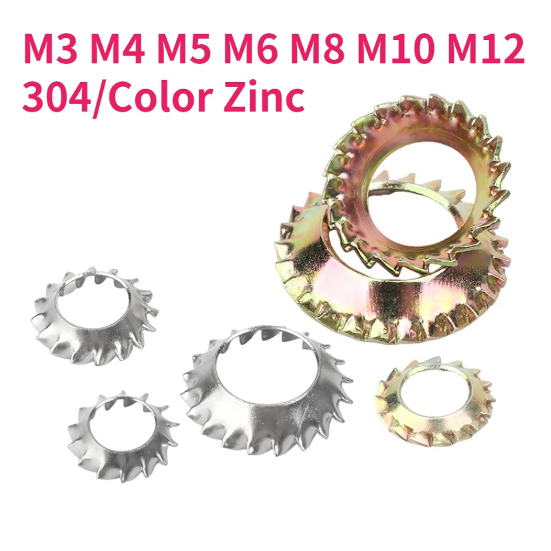 M3 - M12 304 Stainless Steel/color Zinc Conical Serrated Lock Washer/external Tooth Funnel Saw-shaped Washer/locking Washer