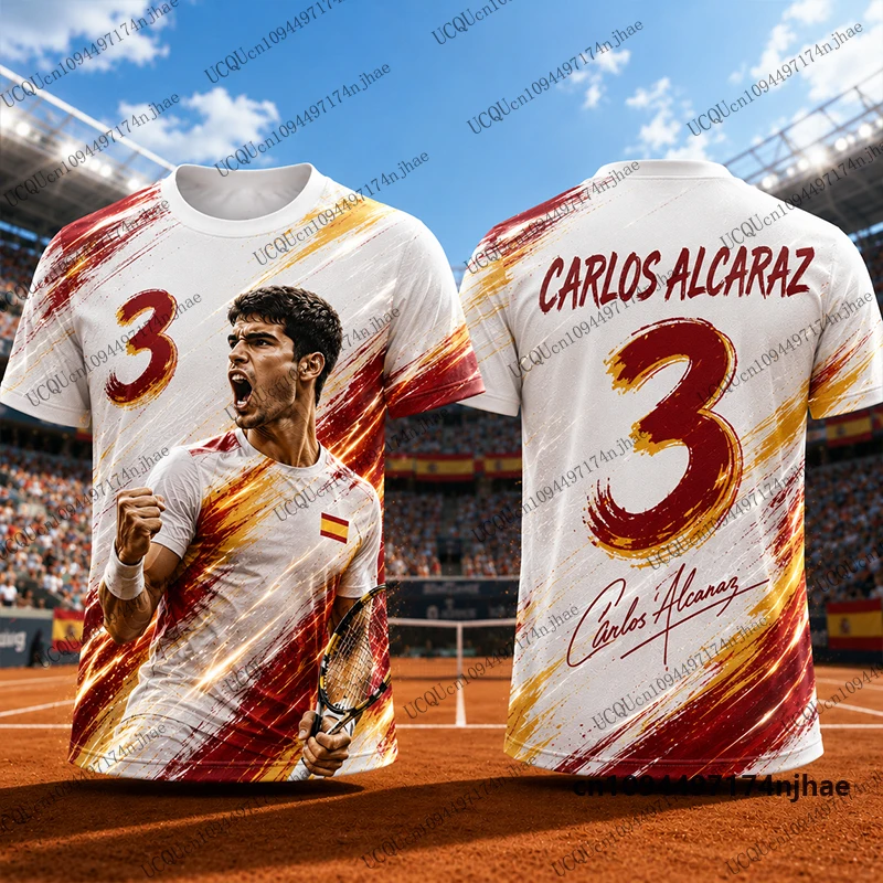2026 New Special Carlos Alcaraz No.3 Print Fans Tennis Jersey For Men T-shirt Summer Sports Training Tees Casual Kids/Adult Tops