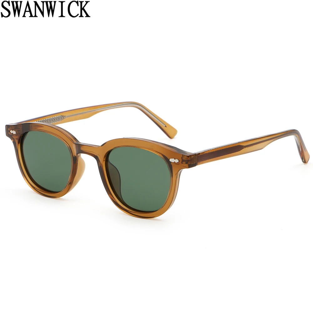 

Swanwick retro square sun glasses for women UV400 small polarized sunglasses for men green gray CP acetate female accessories