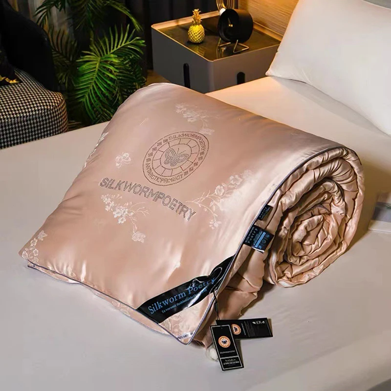 Mulberry Silk Quilt Silk Comforter Summer Cool Quilt Air Conditioning Quilt Spring Autumn Blanket Double Quilt Core Winter Quilt
