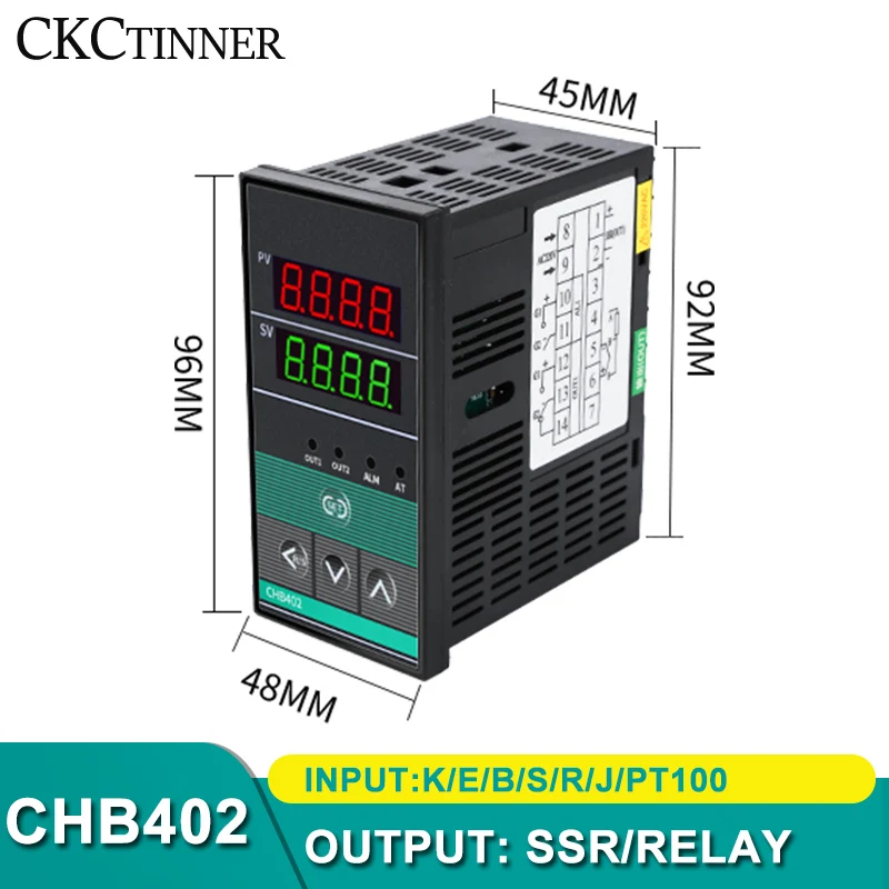 Dual Output SSR+Relay CHB402 CHB702 CHB902 Thermostat Digital Display Intelligent Universal Input Temperature Controller 220V