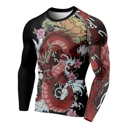 3D Printed Dragon Pattern 3D Printing Autumn Men's Crew Neck T-Shirt Casual Long Sleeve Oversized Pullover Fashion Tops