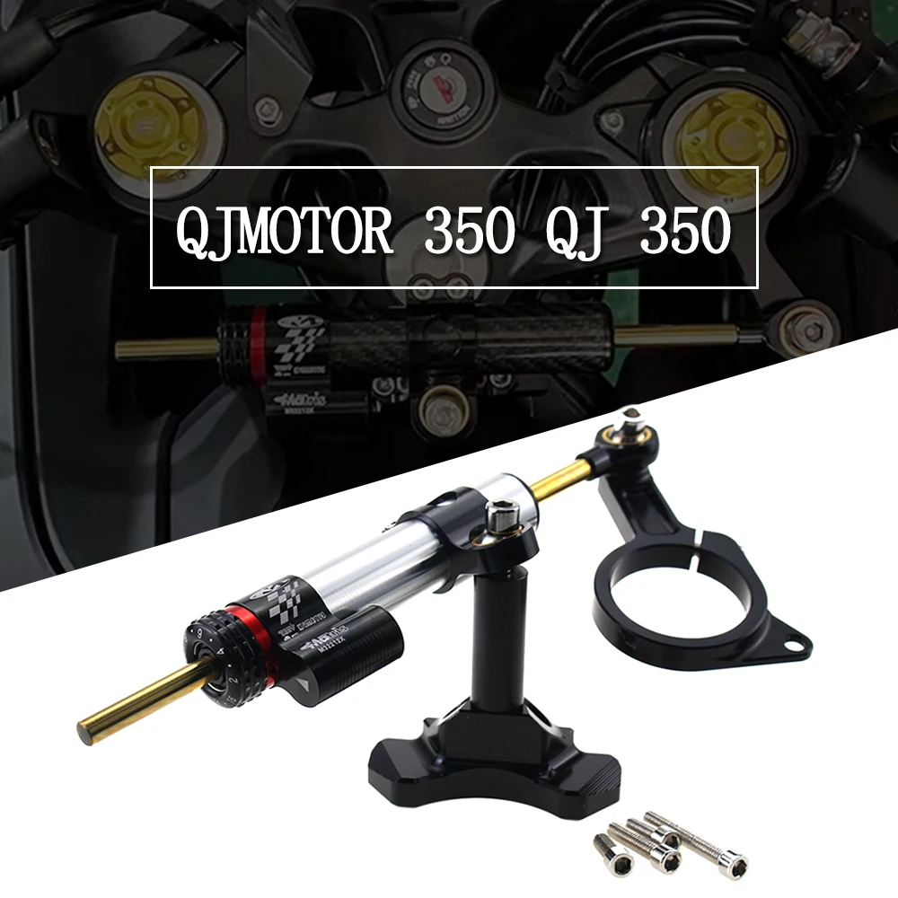 Amortiguador de dirección invertida lineal para motocicleta, ajustable CNC con soporte para QJMOTOR350 QJ 350