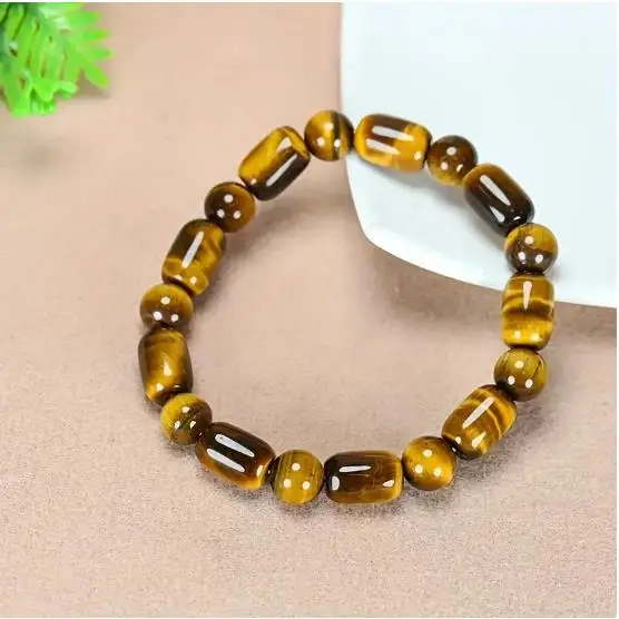 1pc Exquisite Yellow Tiger Eye Stone Fashion Elastic Bracelet For Men & Women, Birthday Party And Holiday Gifts For Unisex