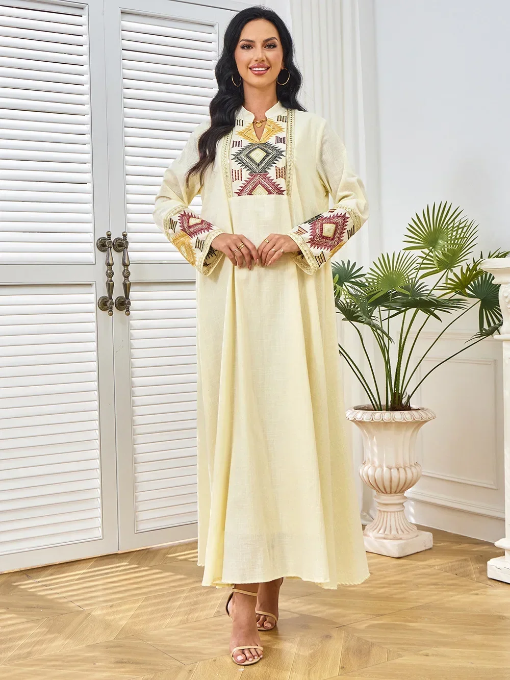 Muslim Abayas for Women Dubai Party Dresses Embroidery Kaftan Islam Vestidos Arab Long Robe Eid Ramadan Morocco Saudi Jalabiya