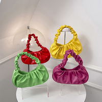 Women's Dopamine Style Cloud Bag - Vibrant Color PU Leather Handbag with Magnetic Closure & Pleated Design for Daily Joy