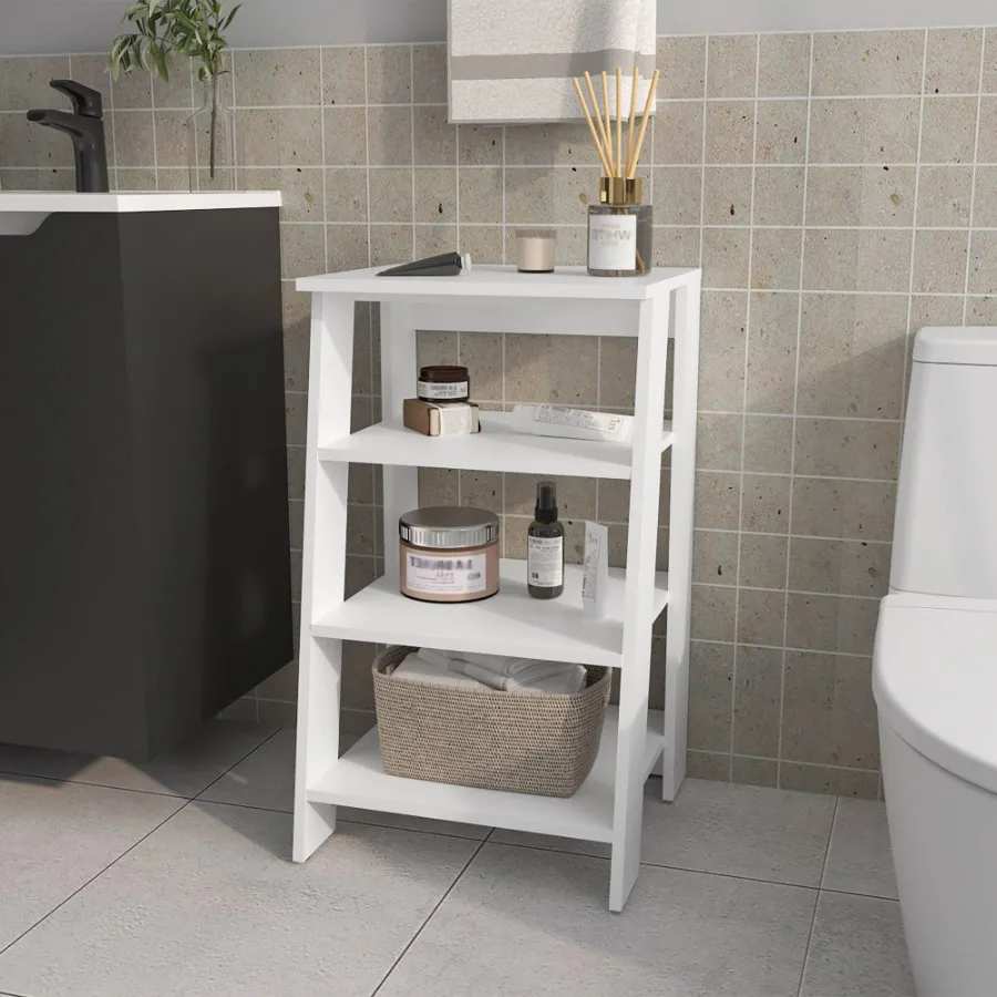 

McNeal Freestanding Bathroom Shelf With Open Storage White