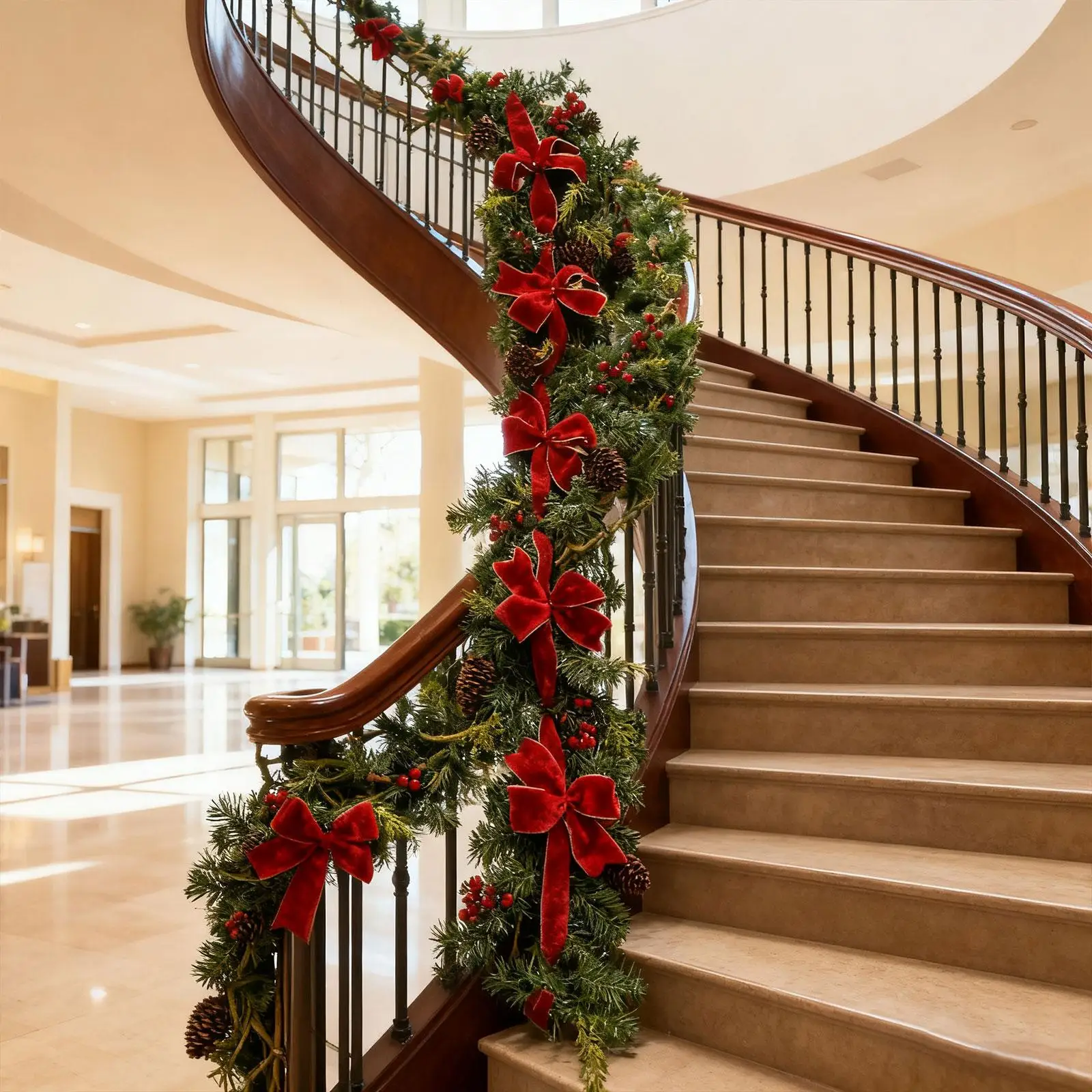 

Artificial Christmas Garland Decoration Christmas Garland Decorated with Pinecones, Berries Clusters for Mantels Xmas Tree