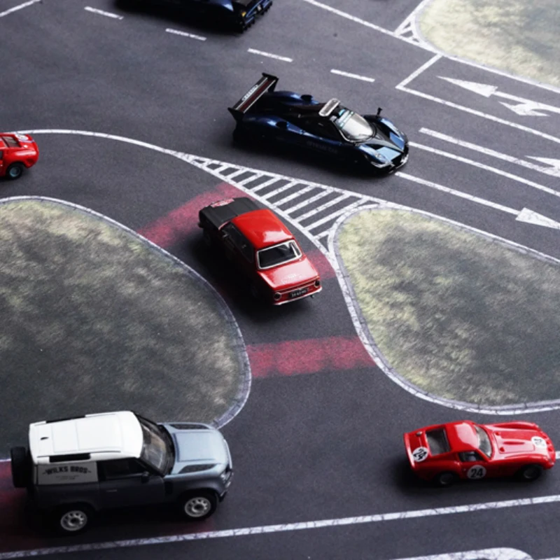 Diecast 1:64 Model Car Parking Lot Mouse Pad Static Scene Display Collection Toys for Boys Gift