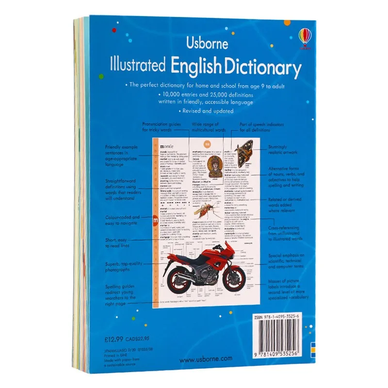 Usborne Illustrated English Dictionary Kids Pictorial Reference Book Children English Vocabulary Learning Educational Study Book