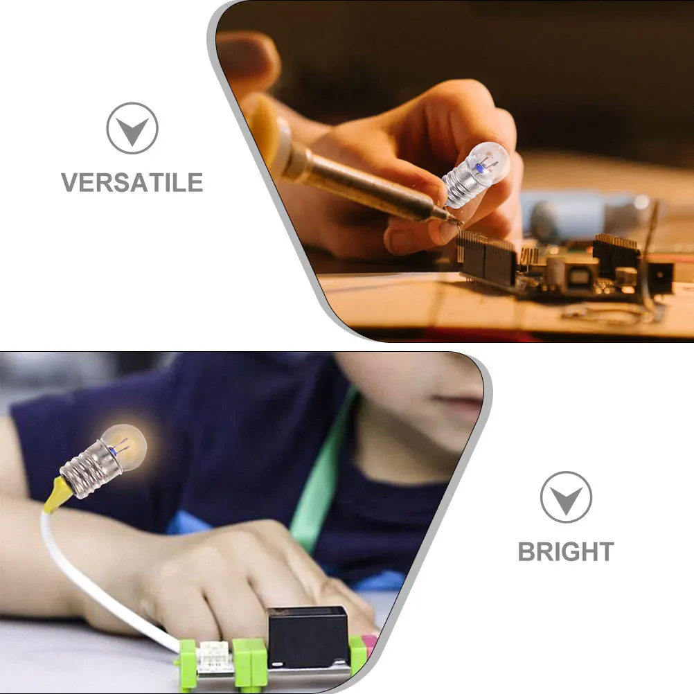 

50Pcs Electric Experiment Light Bulbs Small Screw 2.5V 3.8V Mini Clear Replacement Bulbs Physics Electrical Lighting Kit