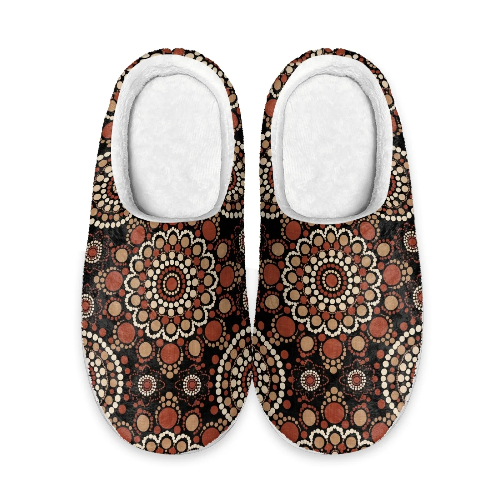 PENSTROLL Circular Dot Pattern Slip On Warm Slippers College Dorm Slippers Women Cozy House Shoes That Don't Rub Top Of Foot