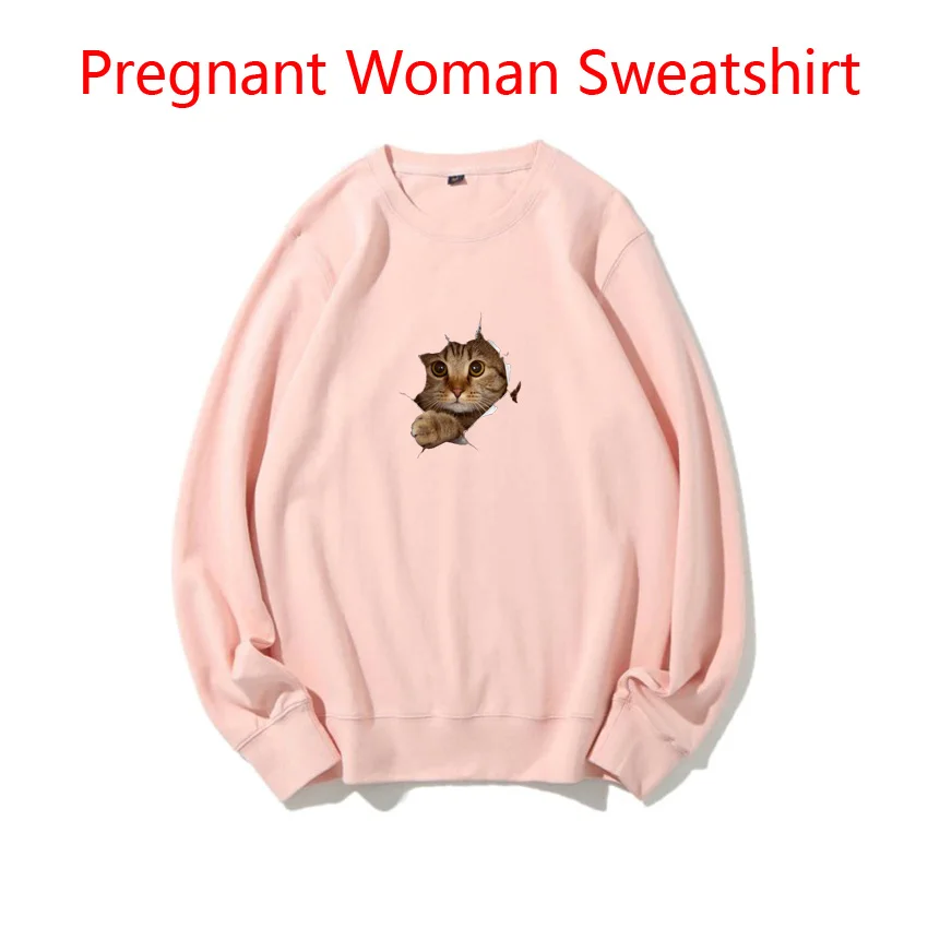 

Maternity Woman Sweatshirt Spring Autumn Sweaters Cat Animal Funny Print Pregnant Women Pullover Customized Add Your Design Idea