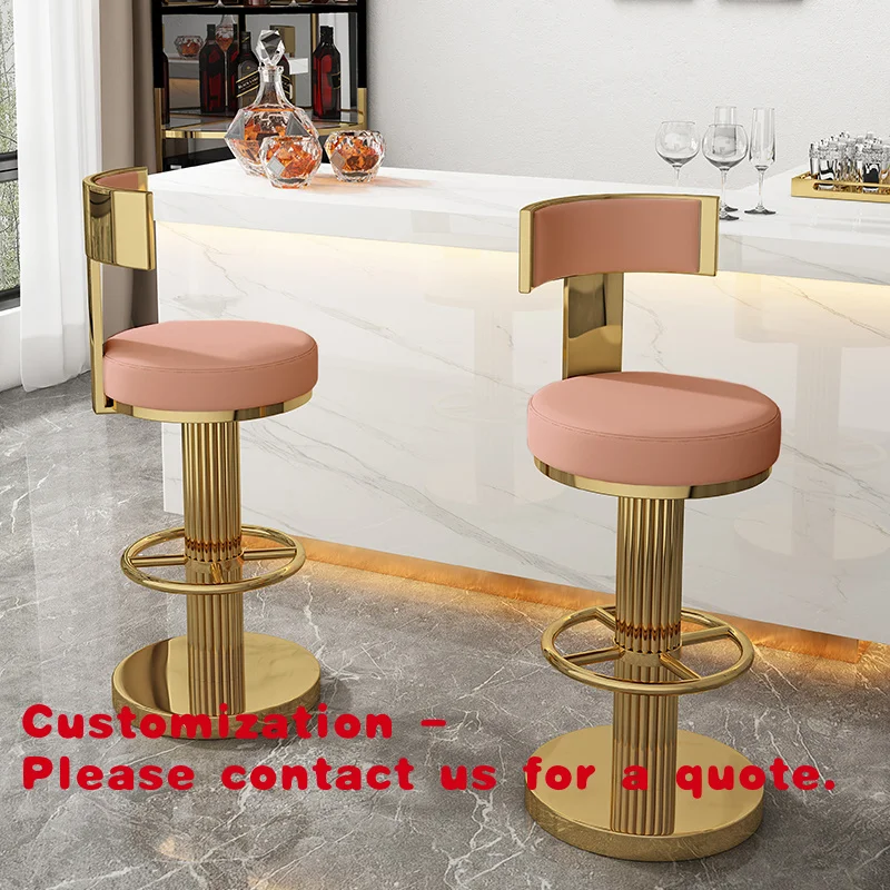 Customize.Wallybeauty Luxury Popular Stainless Steel Gold Swivel bar Chair Custom Adjustable Chair