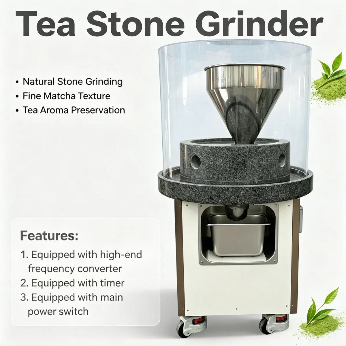Automatic Matcha Grinding Machine With Variable Frequency Control, Tea Shop Special Stone Mill For Making Pure Matcha