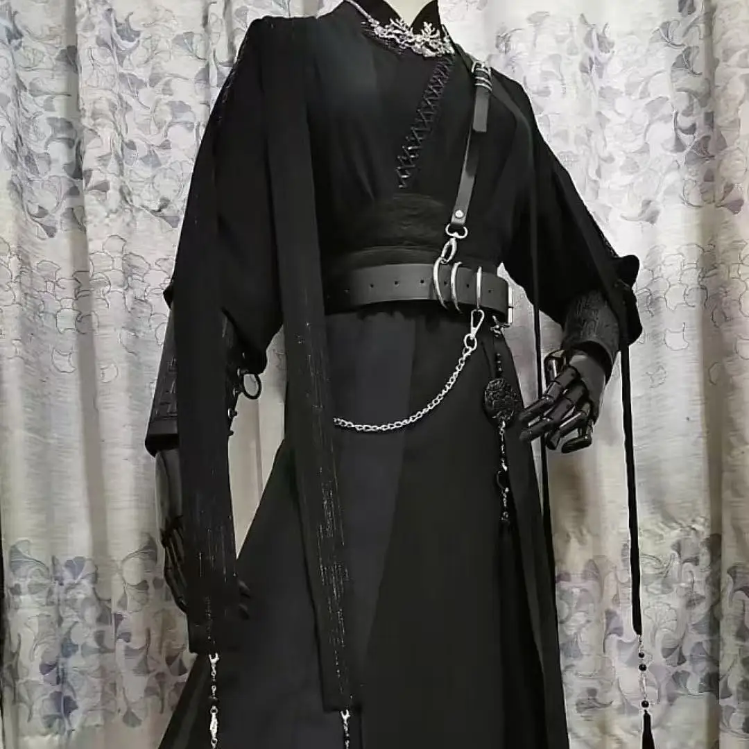 

Dark Black Hanfu for Men Halloween Event Anime Moran Cosplay Costume Traditional Chinese Hanfu Dress Ancient Clothing