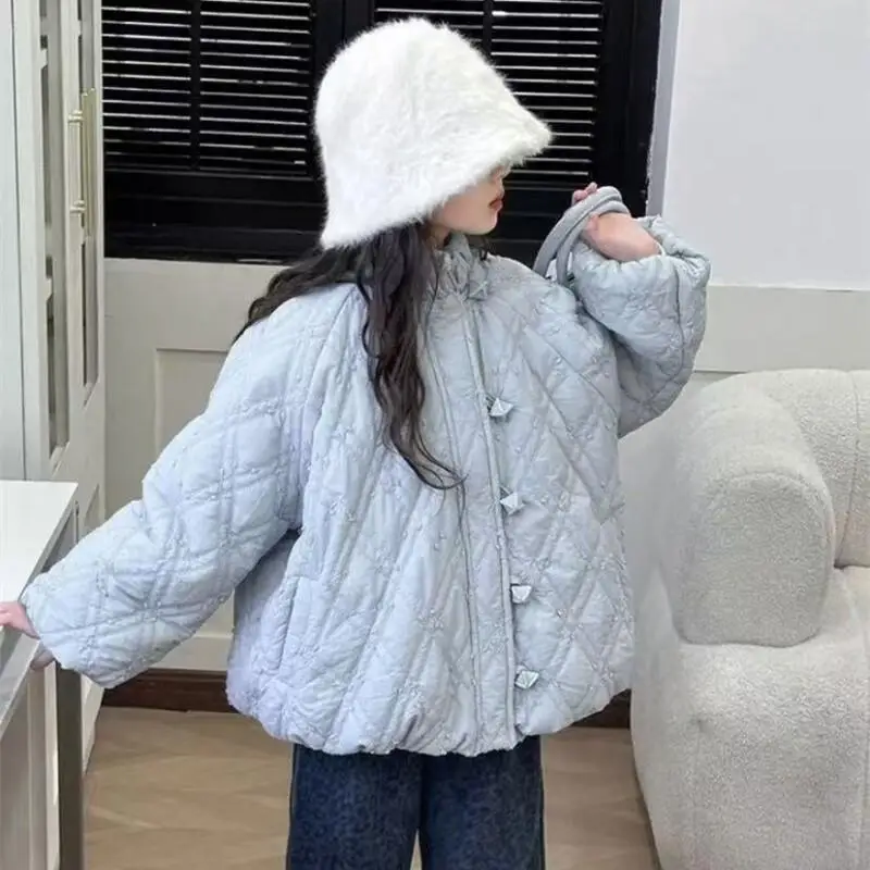 Kids Cotton Padded Jacket 2025 New Girls Winter Fleece Lined Thickened Coat Fashionable Warm Outerwear for Baby Toddler Outdoor