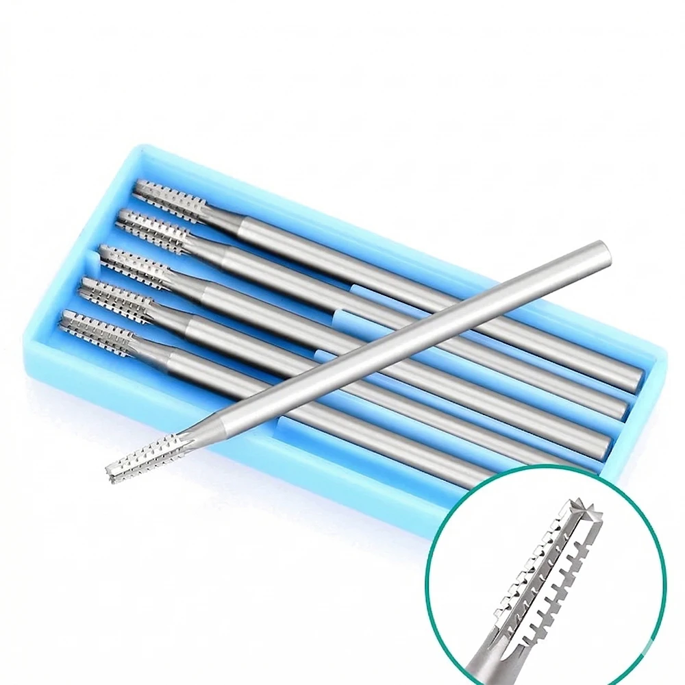 Cono de fresas de acero de tungsteno de alta velocidad, 6 uds., para configurar gemas, vástago de 2,35 MM, herramientas de fabricación de joyas
