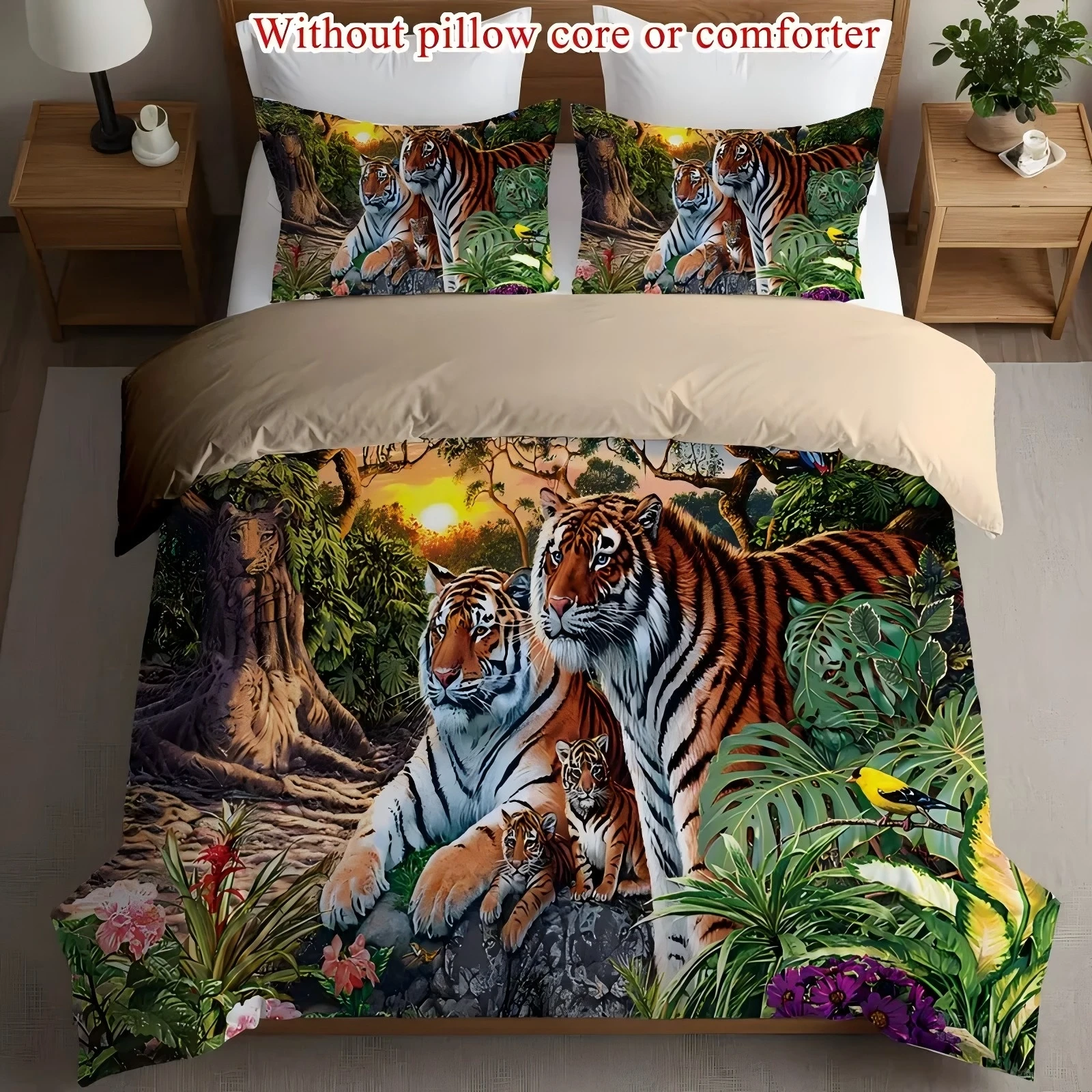 

Набор пододеяльников с 3D принтом «Лесные тигры», наволочки, мягкий удобный домашний комплект постельного белья из полиэстера, комплект пододеяльников на тему дикой природы