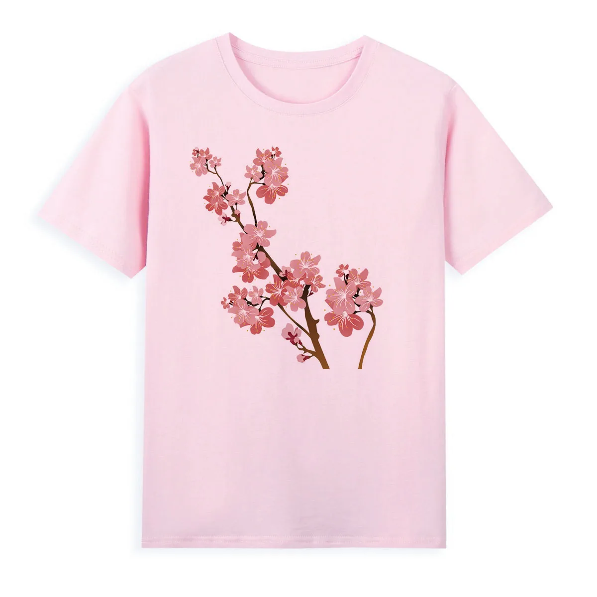 Pink Peach Blossom Beautiful T-shirt New Style Summer Clothing Women Original Brand Casual Top Tees A019