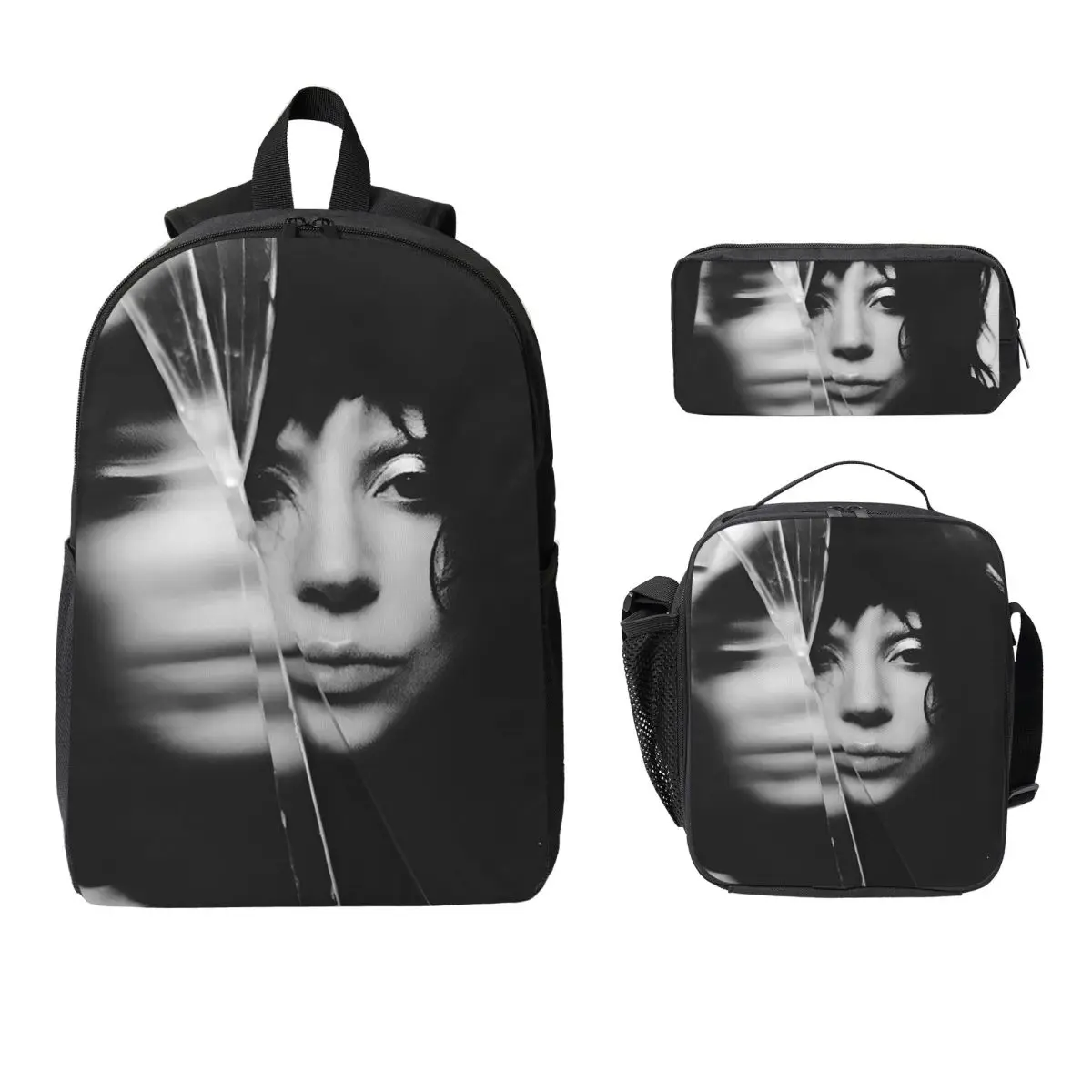 

Lady Gaga Mayhem Album Backpack Student Boys Girls BookBag School Bag Computer Shoulder Bags 3ps Insulated Lunch Bag Pencil Case