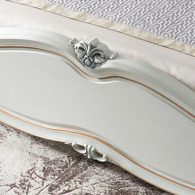 !@Italy Rose Carving Leather Chesterfield Upholster Princess Bed New Design White Girls Bedroom Furniture