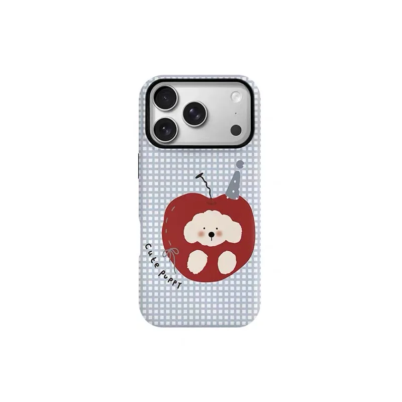 INS Blue Checkered Red Apple Dog Phone Case for Iphone 17 Air 16 PLUS 15 14 13 12 11 Pro Max 13 Mini 12 Mini XS MAX XR X SE CASE