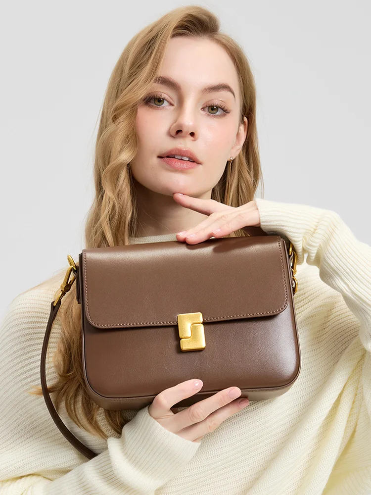 

Genuine Leather Shoulder Bags for Women Crossbody Purses Vintage Handbags Cowhide Women's Designer Small Square Armpit Bag