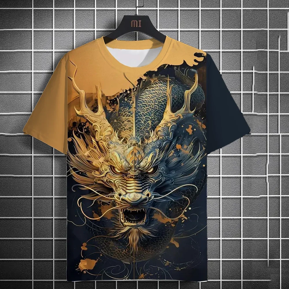 

2024 Men's T-Shirts Animal Dragon Pattern 3D Print Tops Tees Summer New Women Streetwear Fashion Oversized T Shirt Men Clothing