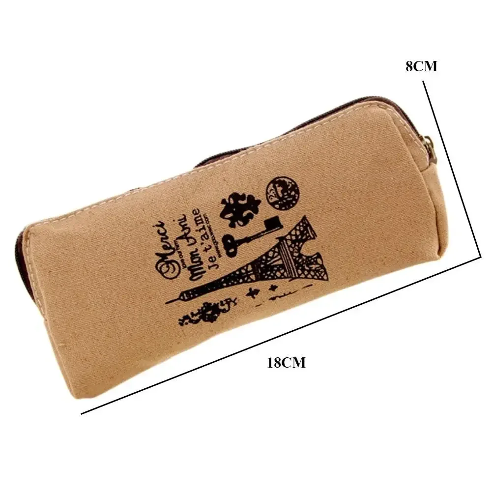 Multi Color Linen Retro Practical Stationery Study Article Pen Holder Student Pencil Case Zipper Bag