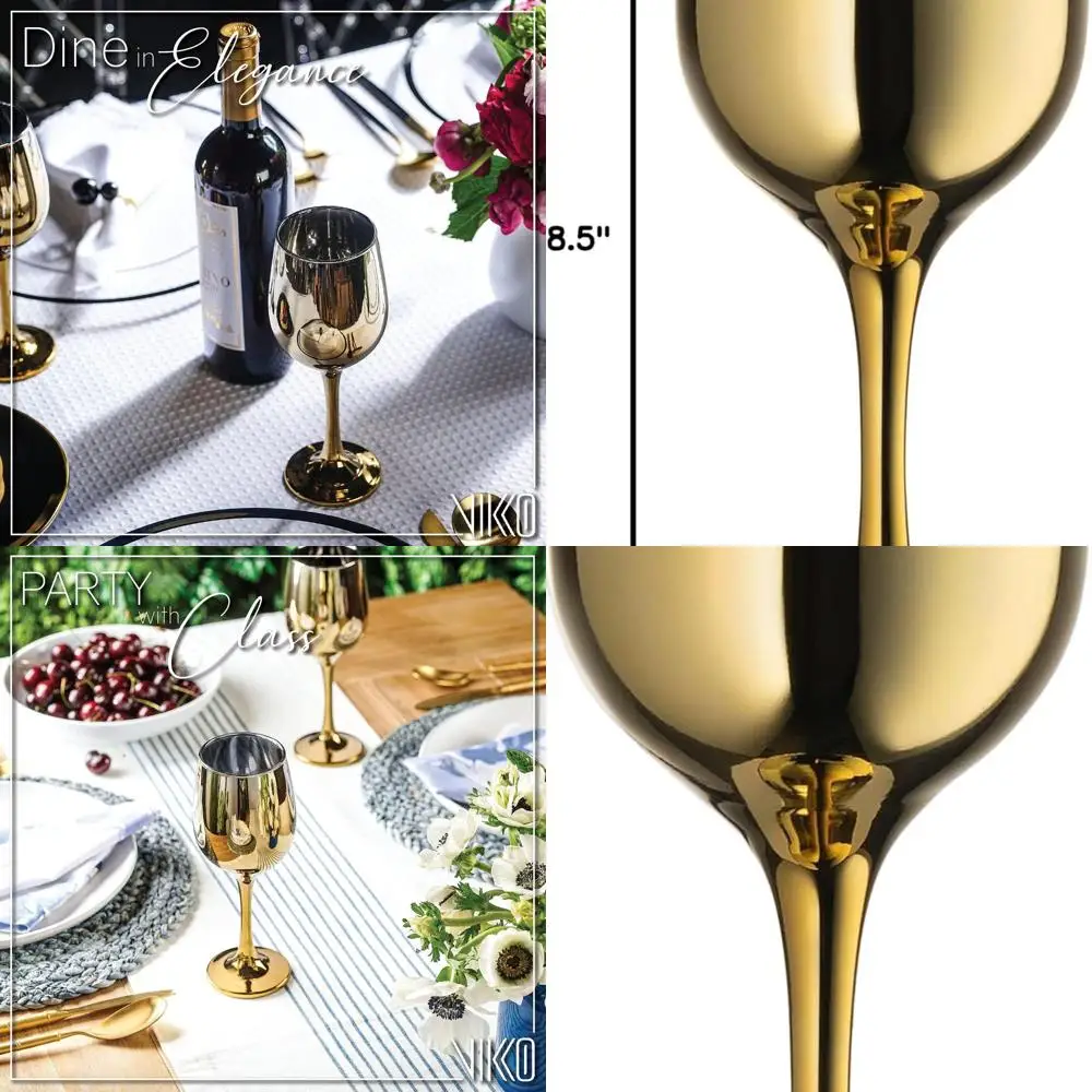 

Set of 6 Elegant 14 Oz Stemmed Wine Glasses for Red & White Wines, Thick and Durable, Dishwasher Safe, Ideal for Tasting