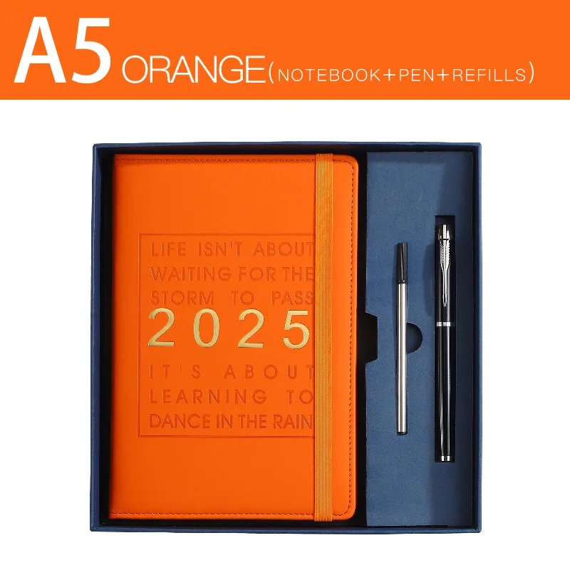 

2025 A5 Diary English Calendar Schedule NoteBook With 1 Pen And 1 Refill Weekly 365 Year Planner Business Style Joural Gifts