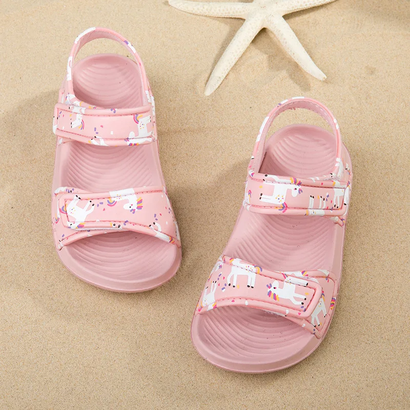 Children Sandals for Girls Summer EVA Soft Sole Boys Beach Shoe Anti Slip Outdoor Comfortable Kids Shoe Cute Cartoon Flat Sandal