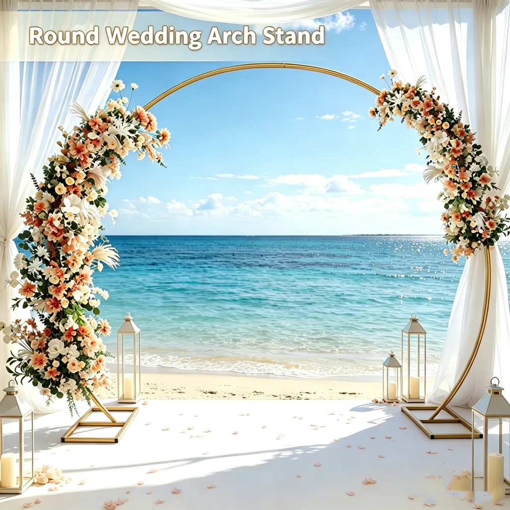 Kit Arco di Palloncini con Anello in Ferro Metallico 2/2.2/2.5M, Struttura Circolare per Fiori, Supporto per Sfondo per Matrimoni, Feste di Compleanno, Baby Shower