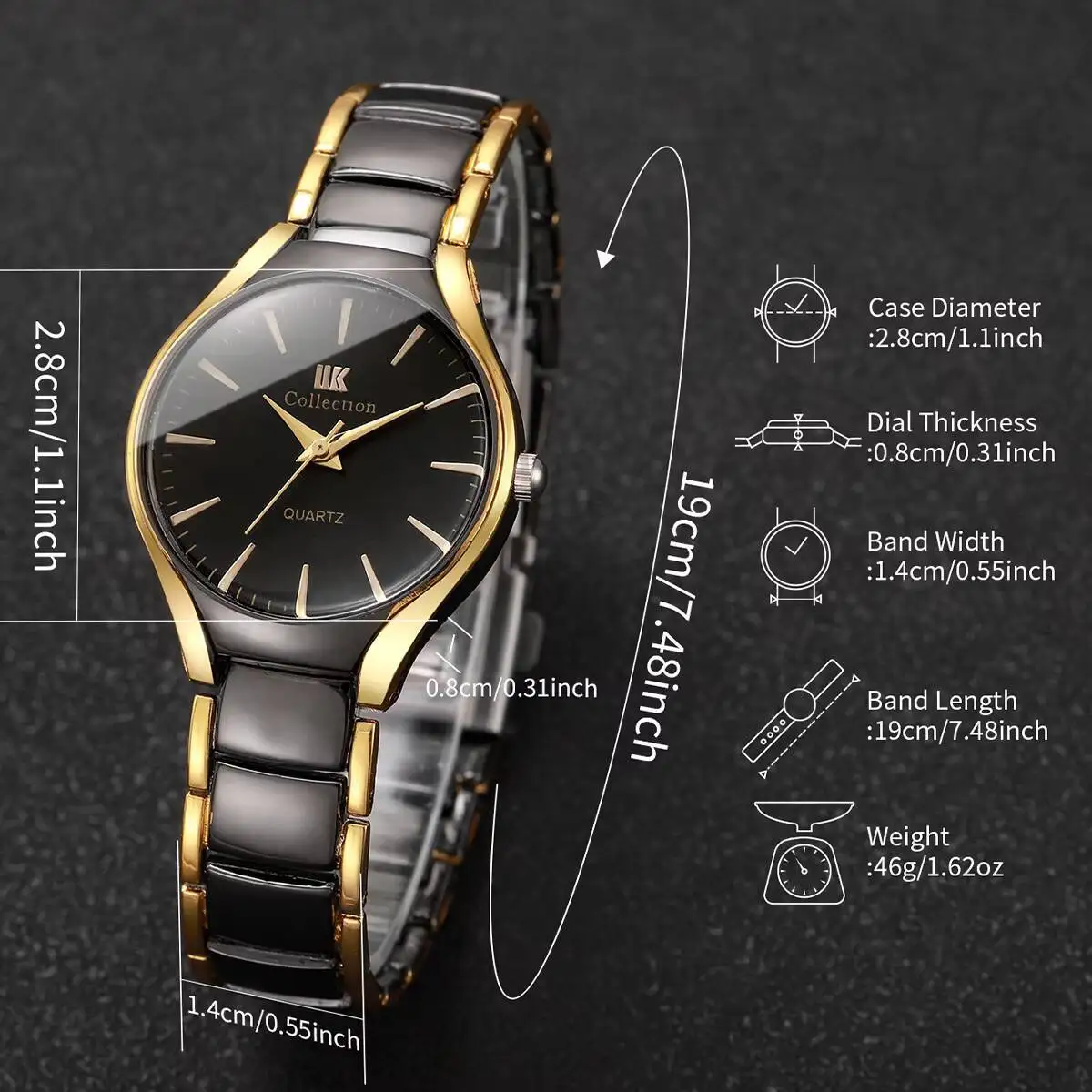 Luxus Edelstahl Band Frauen Quarzuhr Mode Damen Armbanduhren Uhr Reloj Mujer (Ohne Box)