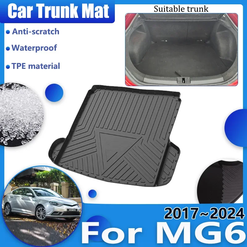 

Car Trunk Floor Mat for MG6 2024 Accessories MG 6 2017 2018~2023 Waterproof Carpet Protector Luggage Upholstered TPE Storage Pad