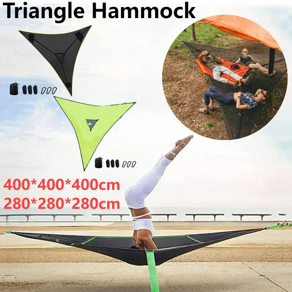 المحمولة مثلث أرجوحة المضادة للانقلاب التخييم مثلث ملابس السرير مقاومة مريحة شنقا شجرة خيمة للمشي لمسافات طويلة السفر 4 متر/2.8 متر #3