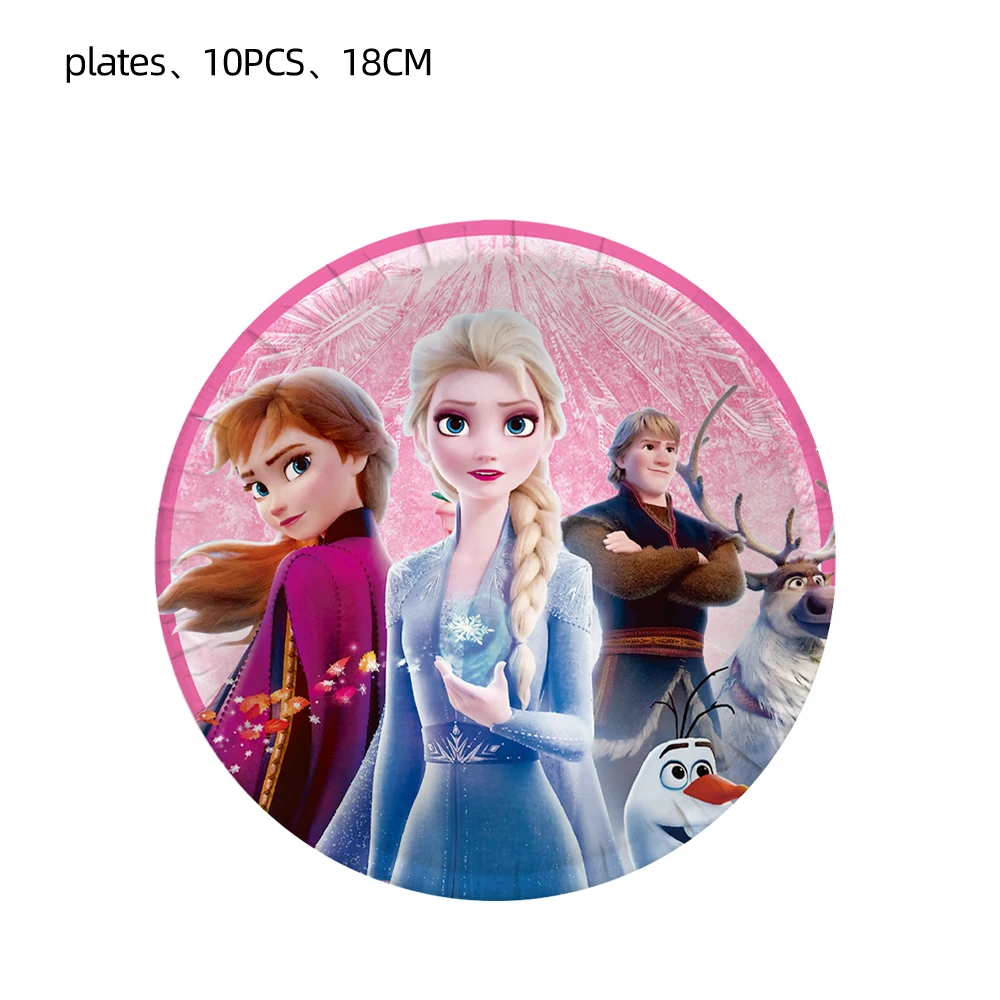 Disney Pink Frozen Girl Birthday Party Decoration Elsa Anna Balloon Tablecloth Plates Cups Baby Shower Snow Queen Party Supplies