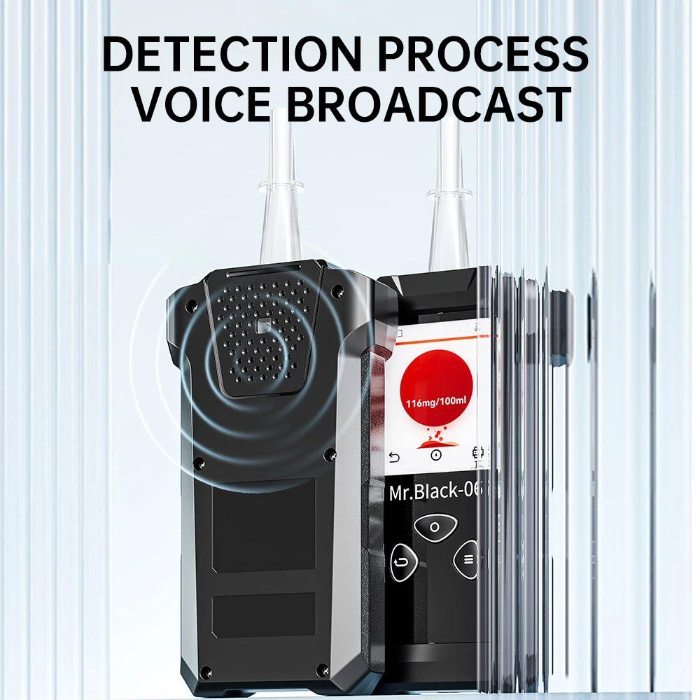 Top Sales 1.77 Color Dustproof Screen 11mm Imported Electrochemical Sensor Breathalyzer  with BT Printer Dual Core Processor
