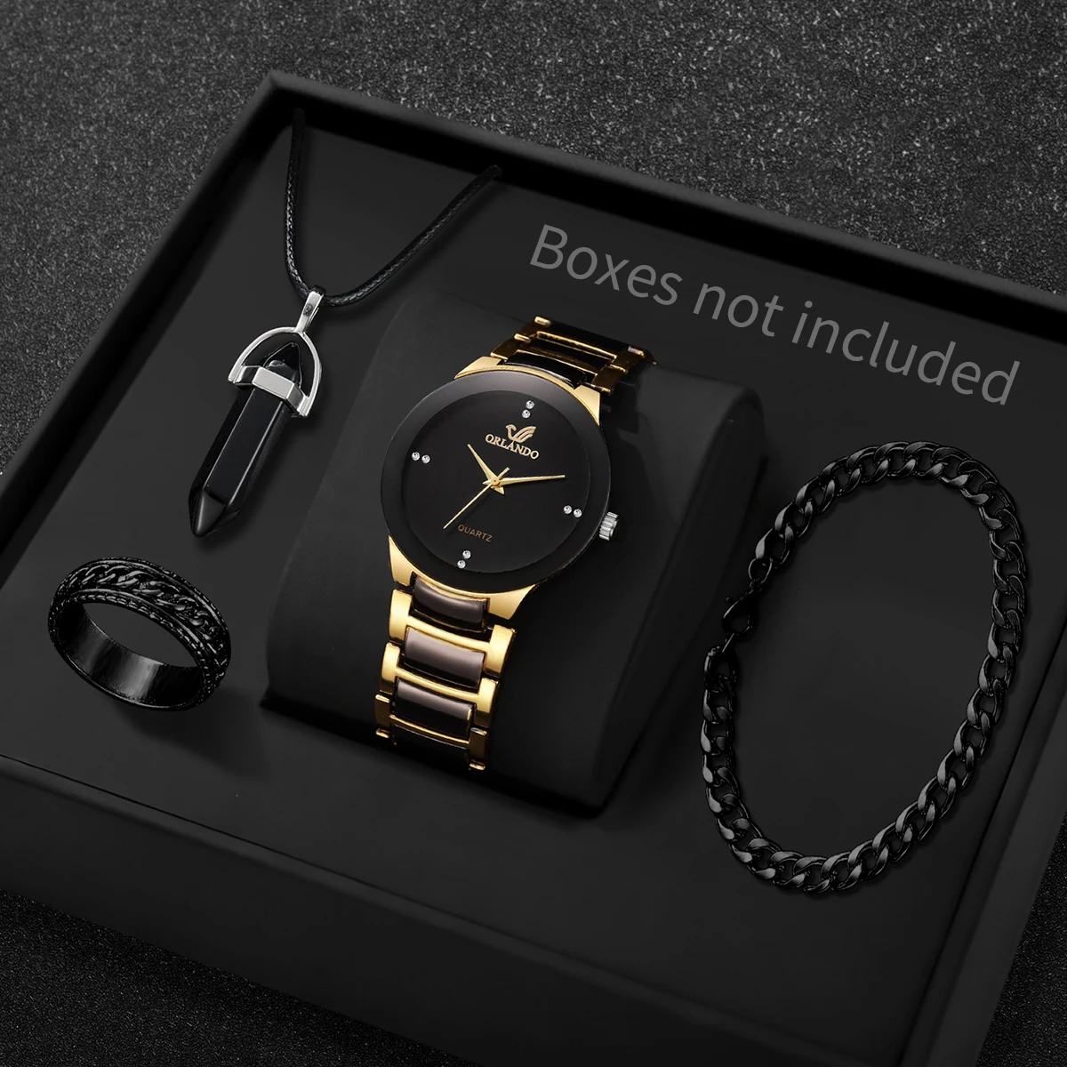 

Мужские часы, 4 шт., простой дизайн, модный тренд, британский стиль, стальной браслет, кварцевый механизм, мужской набор.