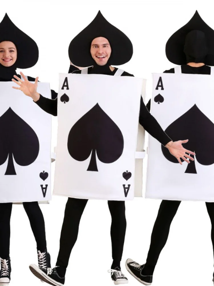 أزياء لعبة البوكر الوالدين والطفل، أزياء المرحة الاسمية، قلب أحمر، الملك الصغير، ملابس البوكر للبالغين، مادة البوليستر