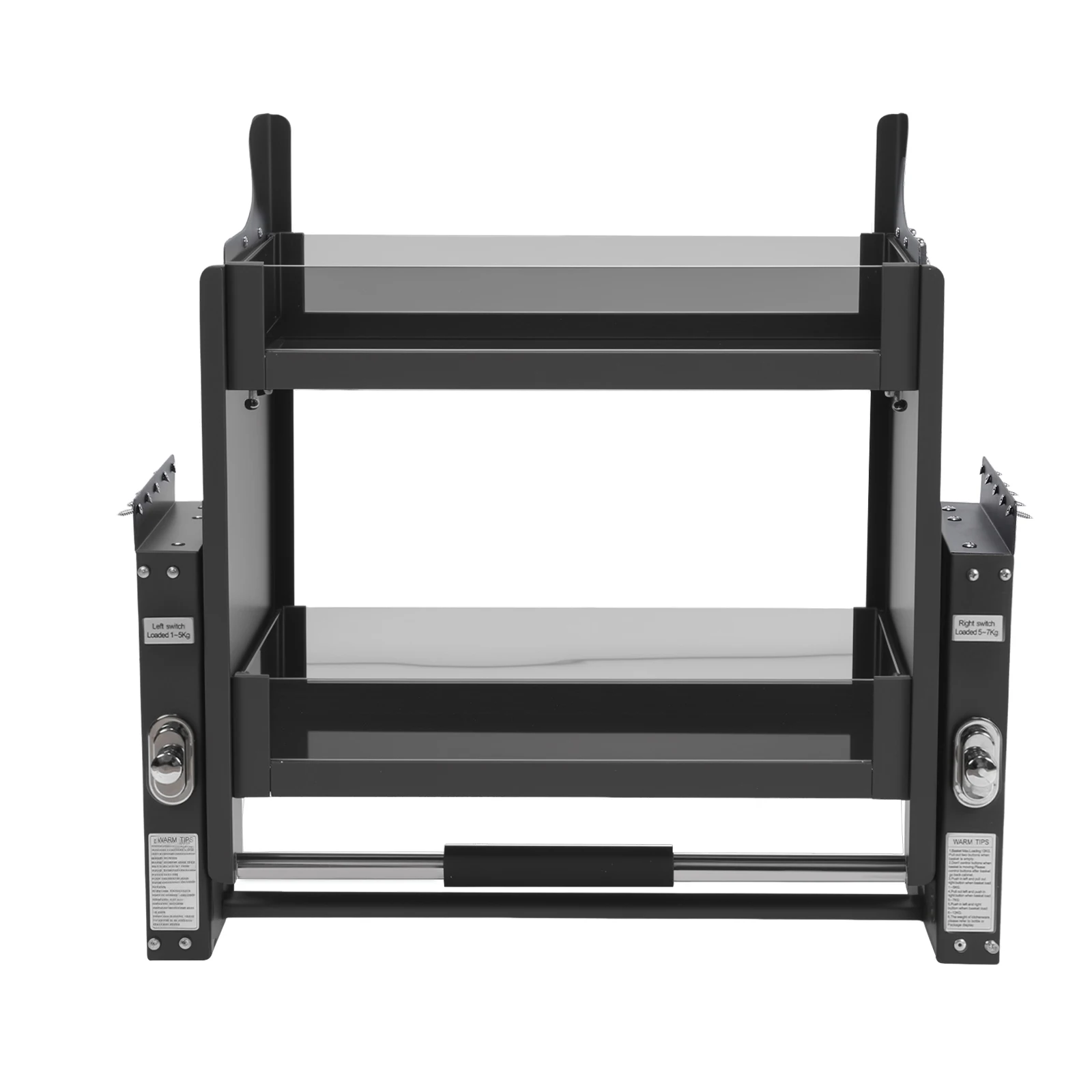 

2-Tier Wall Cupboard Lifting Basket Aluminum Alloy 22.2 Inch Pull Cabinet Shelf Organizer Large Storage Space 15kg